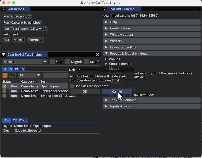 ImmGui Test Engine in action