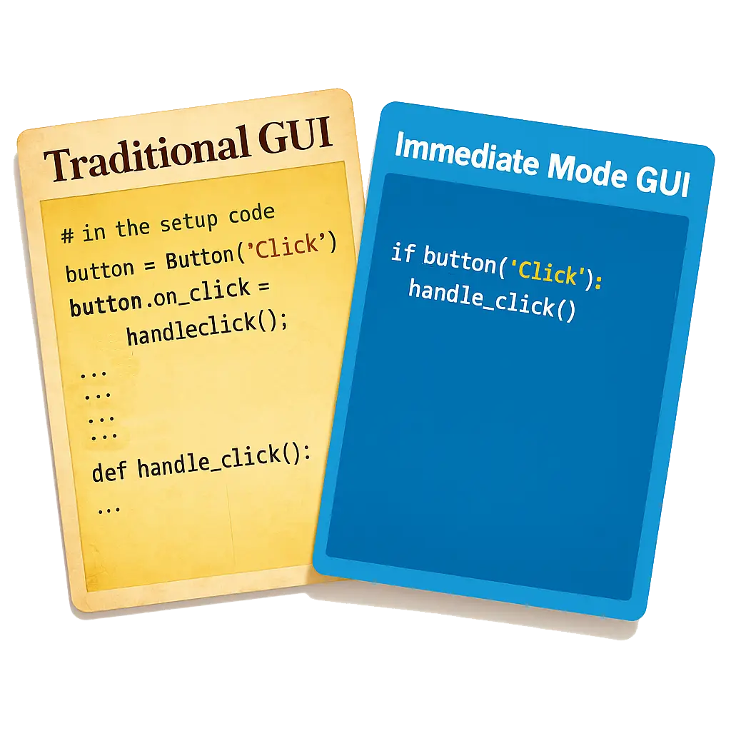 Comparison between Immediate Mode GUI and Traditional GUI