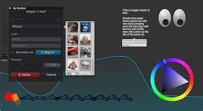 NanoVG: antialiased 2D vector graphics with paths, shapes, and text.